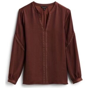 Stitch Fix l Goldray Brown Blouse Beaded Trim